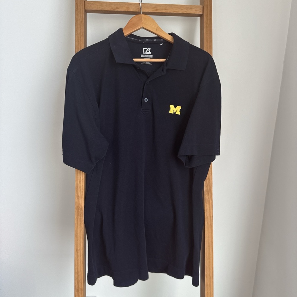 Cutter & Buck | Large Men's Michigan Wolverines Navy Blue Virtue Eco Pique Polo